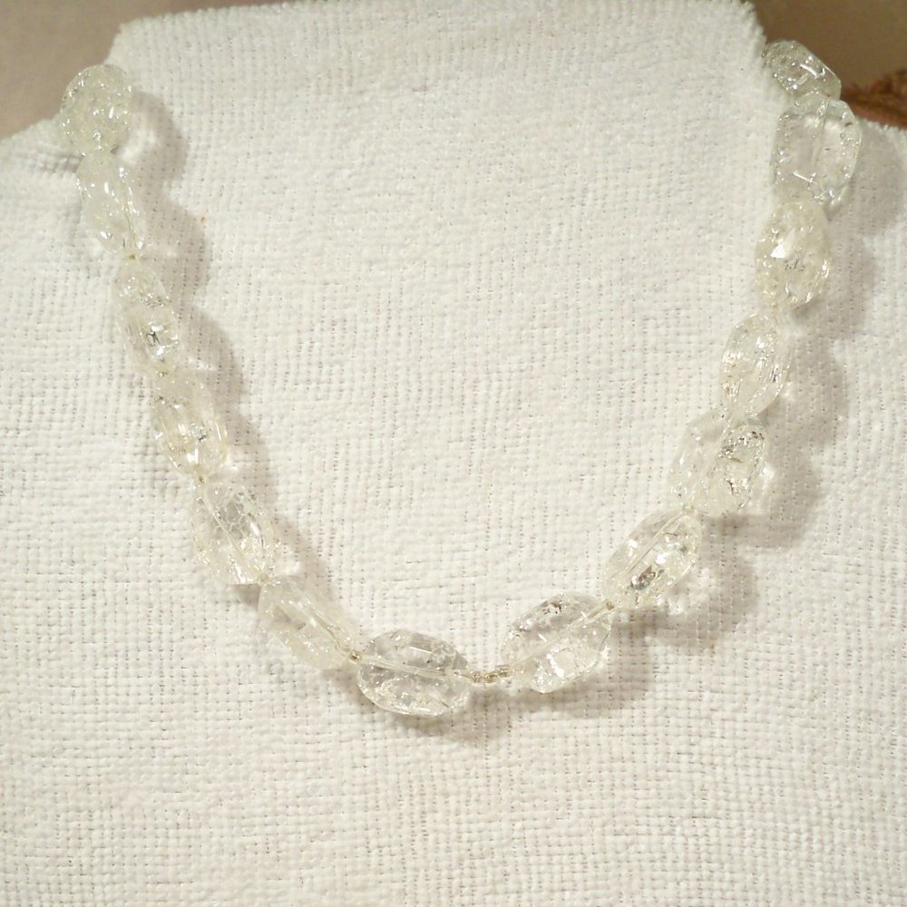 NEW Clear Crackle Quartz* Silver Necklace